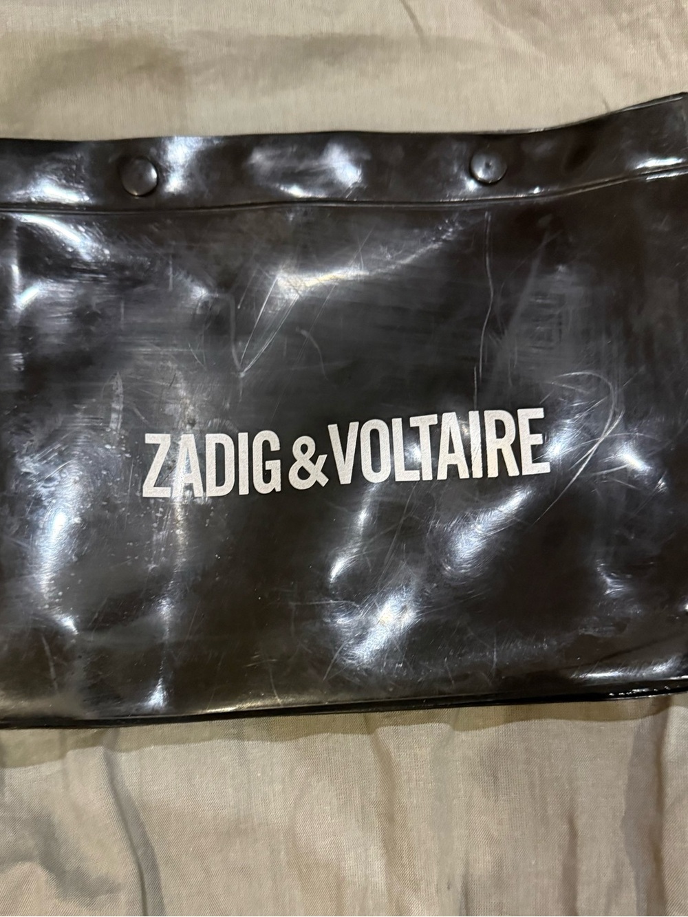 Zadig & Voltaire Black Vinyl Logo Cosmetic Pouch or Purse